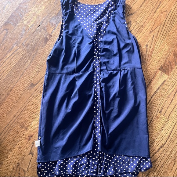 Madewell Silk Dotty Dress Navy Polka Dot Sleeveless Size L - Picture 8 of 13